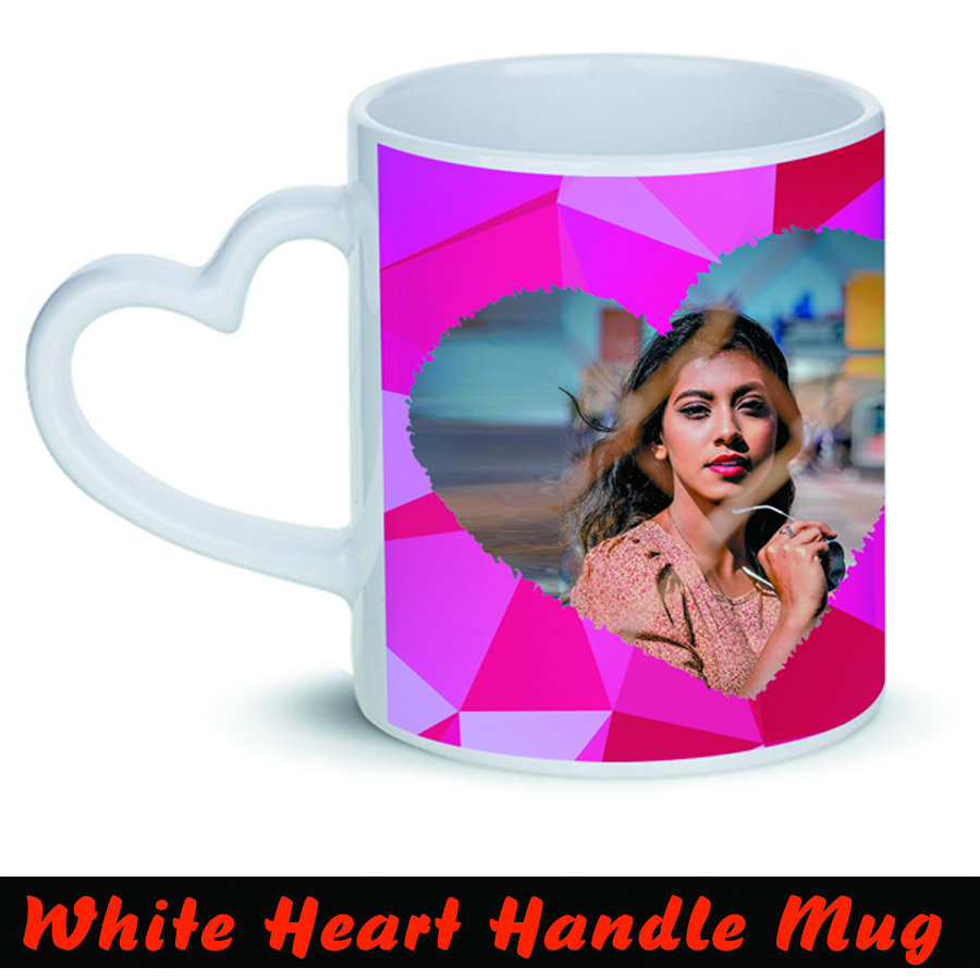 white heart handle mug
