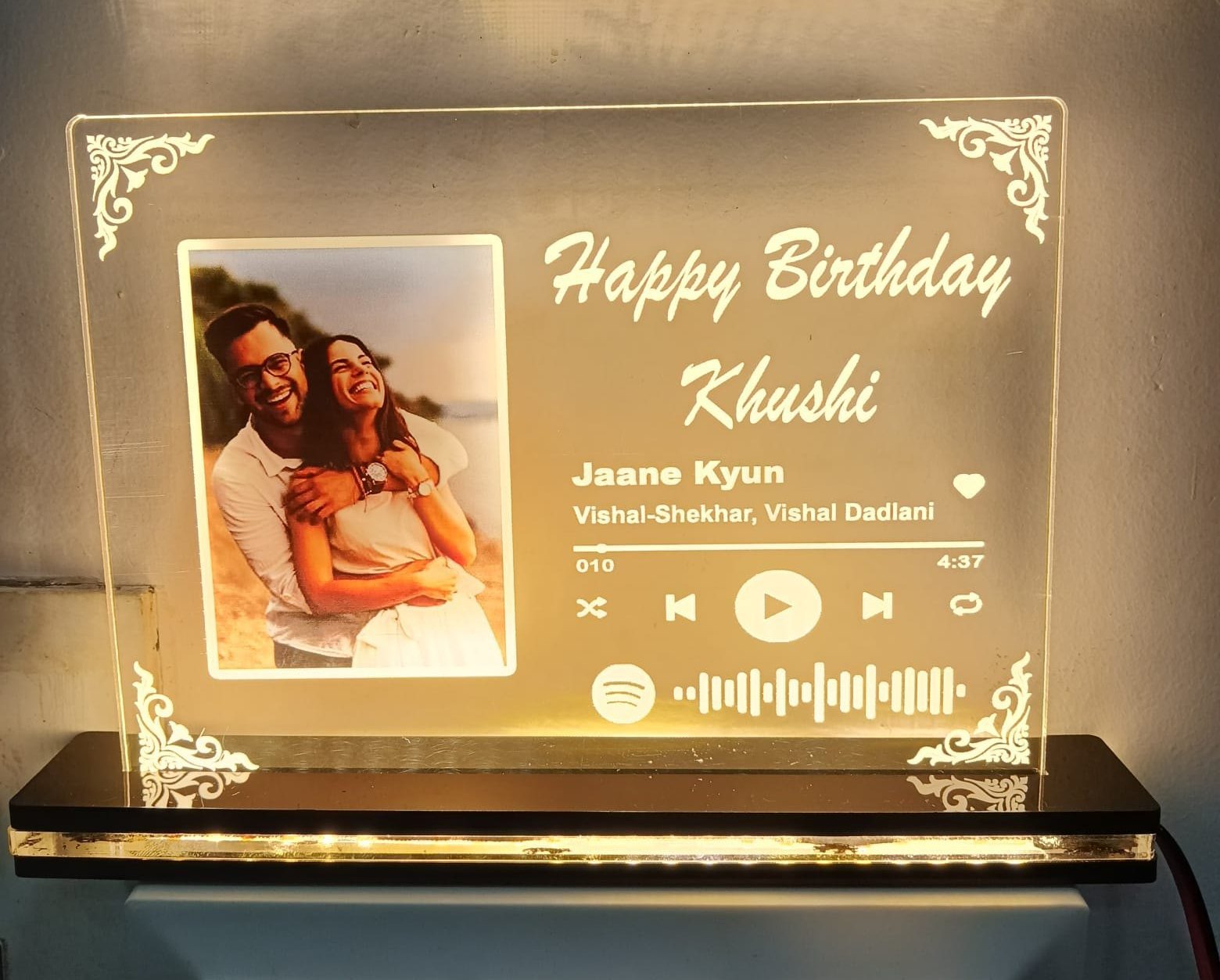 Acrylic Personalized Led Photo Frame - Anniversary Calendar | Best & Unique Gift For Anniversary Gif