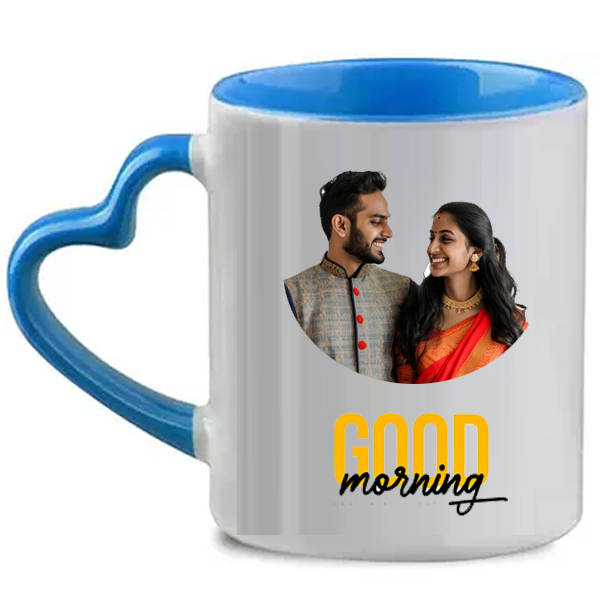 blue heart handle mug 
