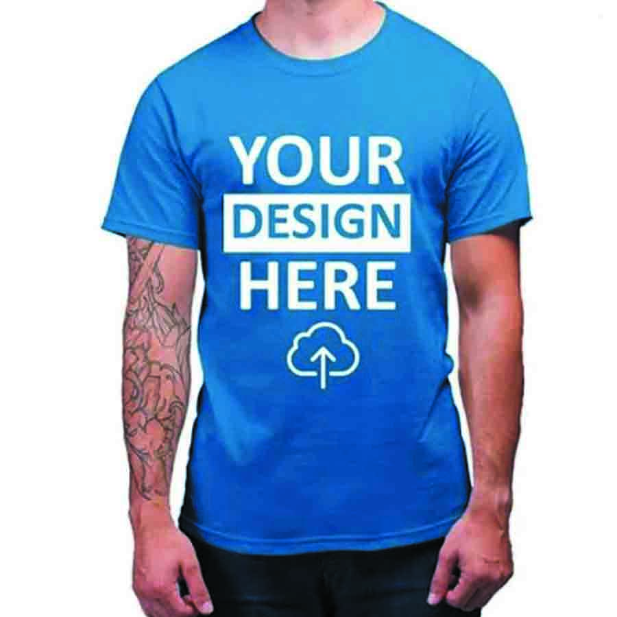Blue Customized Half Sleeve Men's Cotton T-Shirt
