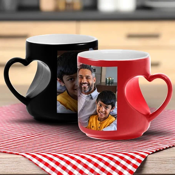 Best cheapest gift for Husband, Wife, Friends, And Family Customized Herat Cut Shaped magic Mug.