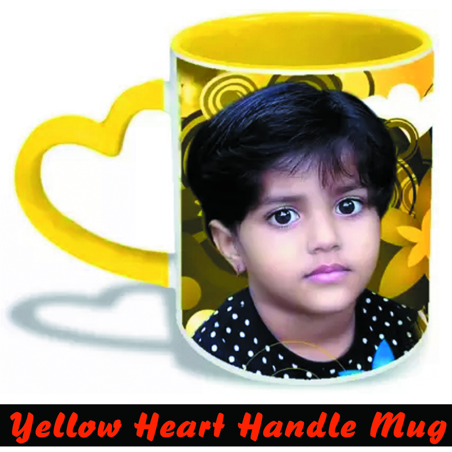 yellow heart handle mug 